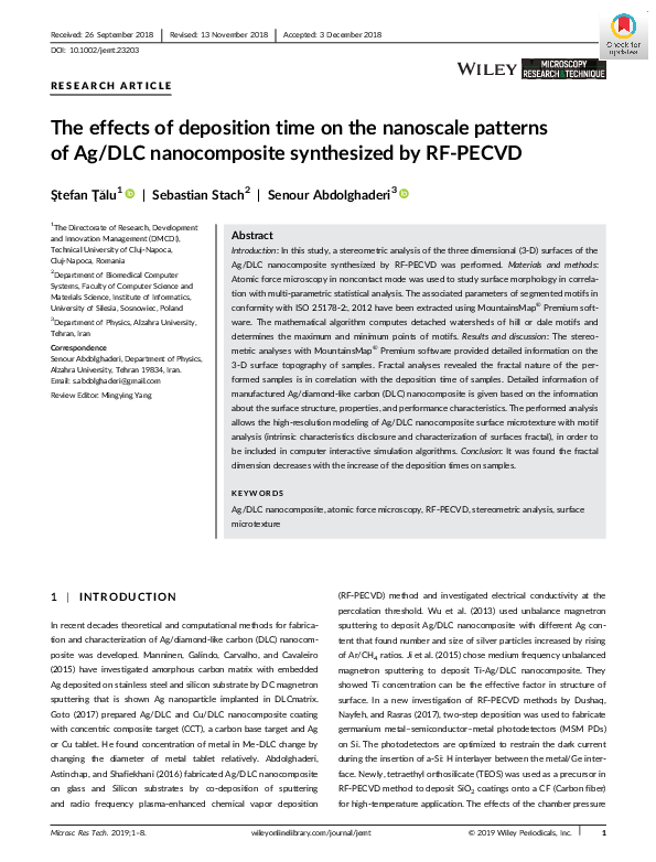 (PDF) The effects of deposition time on the nanoscale patterns of Ag ...
