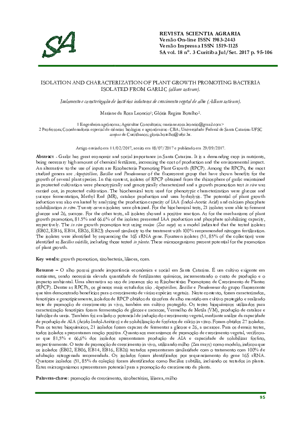 (PDF) ISOLATION AND CHARACTERIZATION OF PLANT GROWTH PROMOTING BACTERIA ...