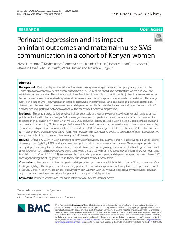 (PDF) Perinatal Depression and Its Impact on Infant Outcomes and ...