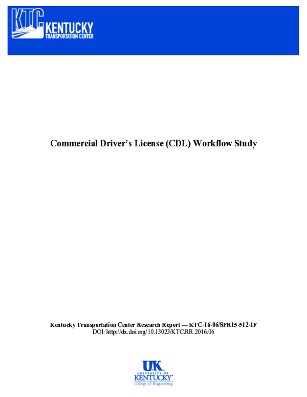 (PDF) Commercial driver's license (CDL) workflow study : final report