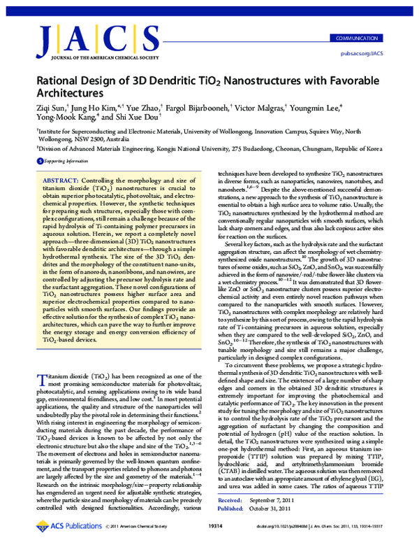 (PDF) Rational Design of 3D Dendritic TiO2 Nanostructures with ...