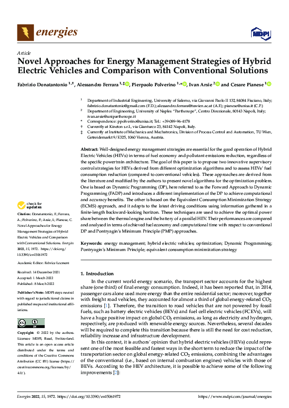 (PDF) Novel Approaches for Energy Management Strategies of Hybrid ...