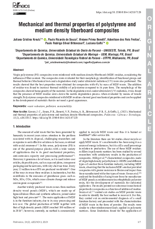 (PDF) Mechanical and thermal properties of polystyrene and medium ...