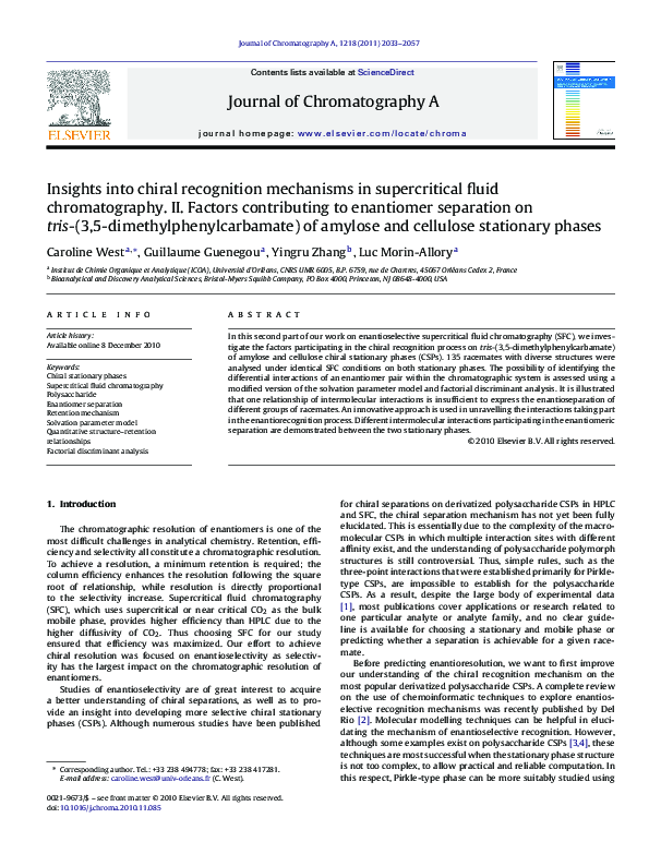 (PDF) Insights into chiral recognition mechanisms in supercritical ...