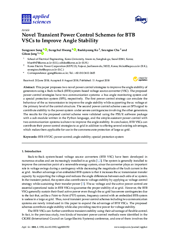 (PDF) Novel Transient Power Control Schemes for BTB VSCs to Improve ...