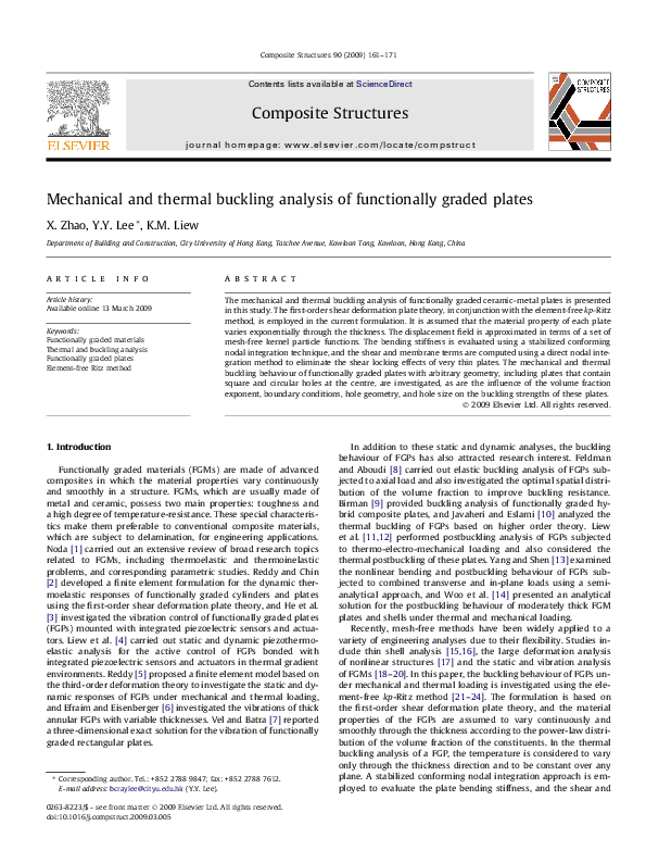 (PDF) Mechanical and thermal buckling analysis of functionally graded ...