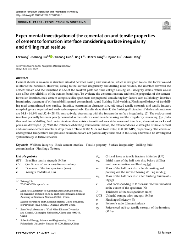 (PDF) Experimental investigation of the cementation and tensile ...