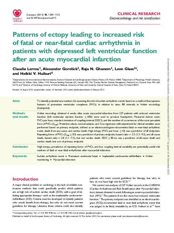(PDF) Patterns of ectopy leading to increased risk of fatal or near ...