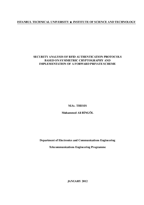 (PDF) Security analysis of RFID authentication protocols based on ...