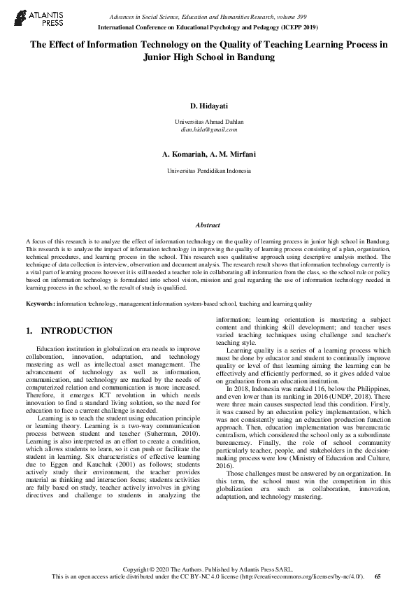(PDF) The Effect of Information Technology on the Quality of Teaching ...