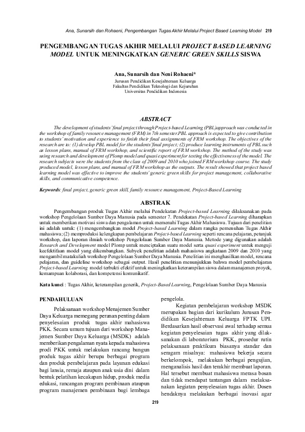 (PDF) Pengembangan Tugas Akhir melalui Project Based Learning Model ...
