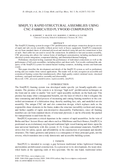 (PDF) Sim[ply]: Rapid structural assemblies using cnc-fabricated ...
