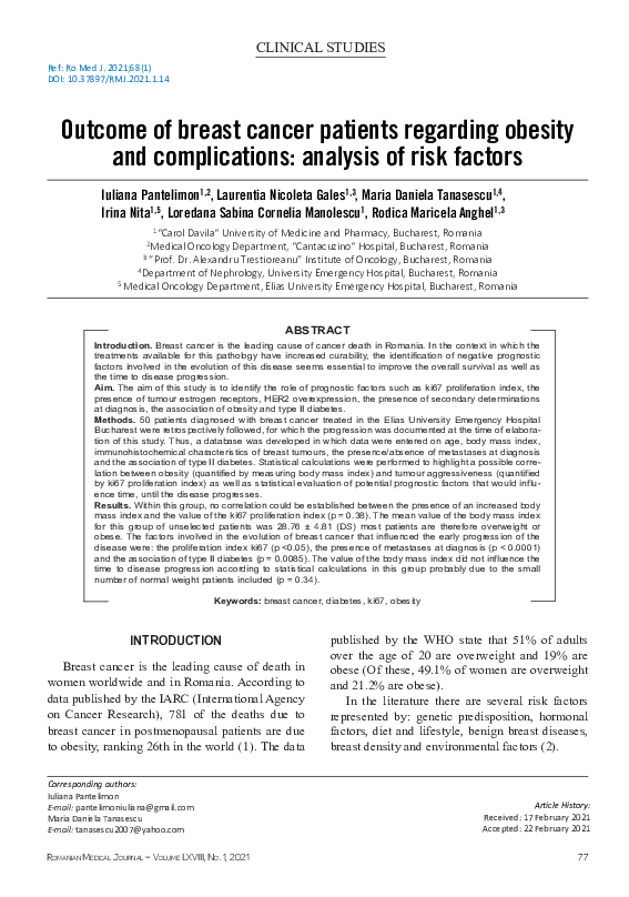 (PDF) Outcome of breast cancer patients regarding obesity and ...