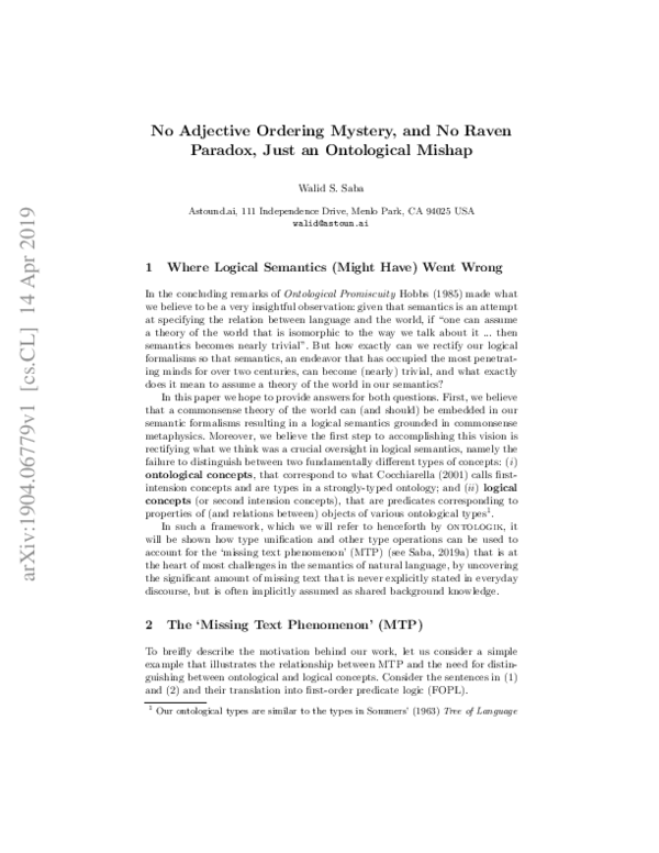 (PDF) No Adjective Ordering Mystery, and No Raven Paradox, Just an ...