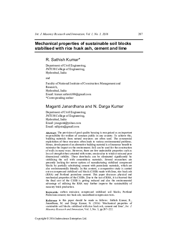 (PDF) Mechanical properties of sustainable soil blocks stabilised with ...