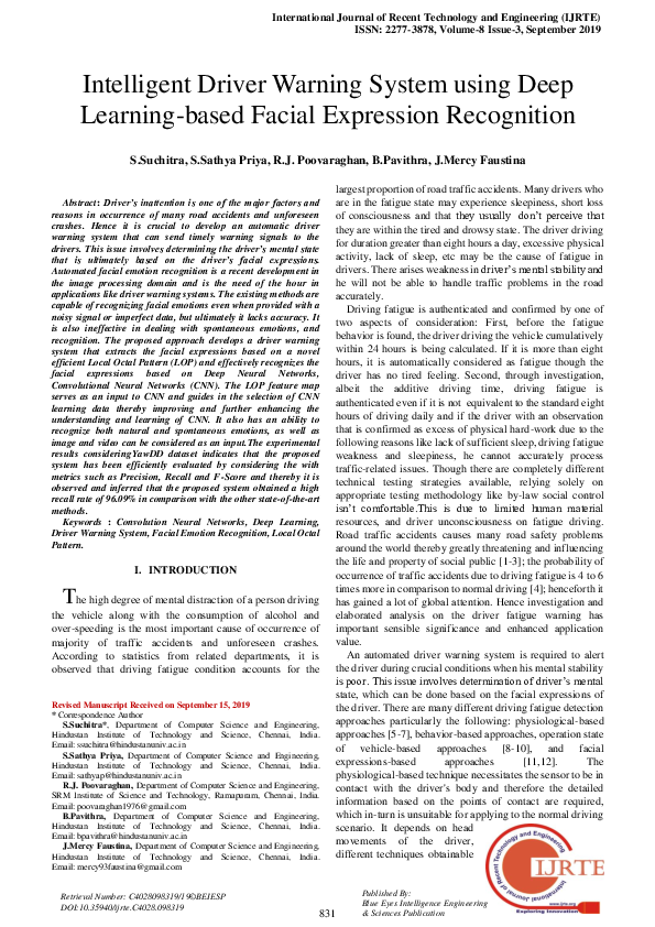(PDF) Intelligent Driver Warning System using Deep Learning-based ...