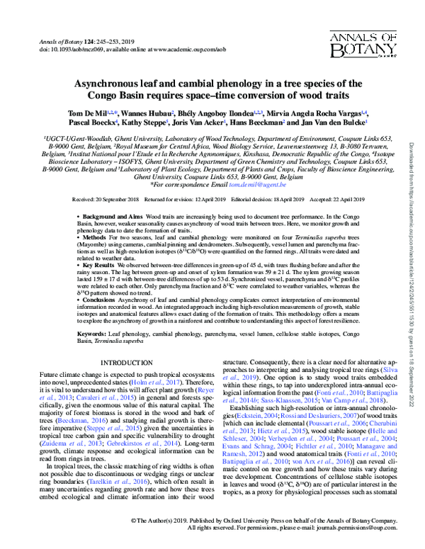 (PDF) Asynchronous leaf and cambial phenology in a tree species of the ...