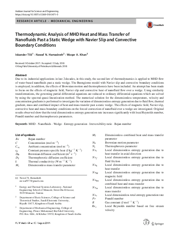 (PDF) Thermodynamic Analysis of MHD Heat and Mass Transfer of ...
