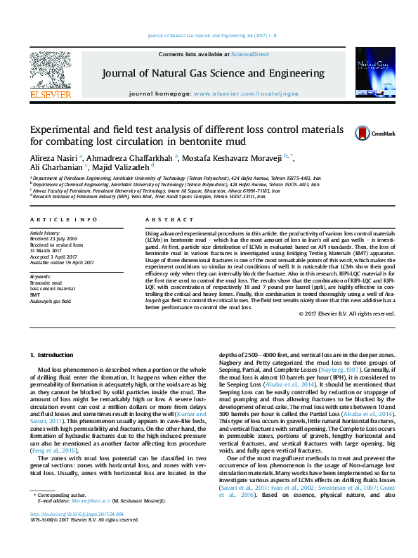 (PDF) Experimental and field test analysis of different loss control ...