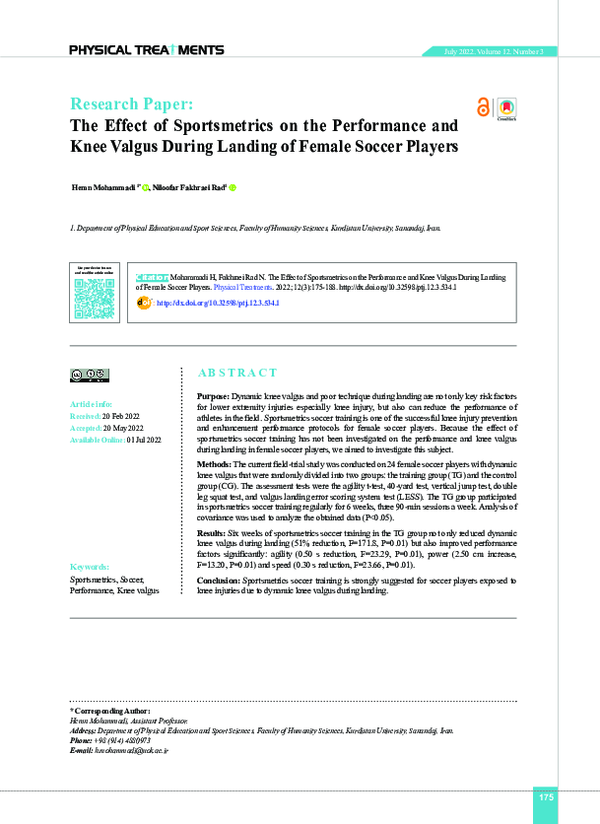 (PDF) The Effect of Sportsmetrics on the Performance and Knee Valgus ...