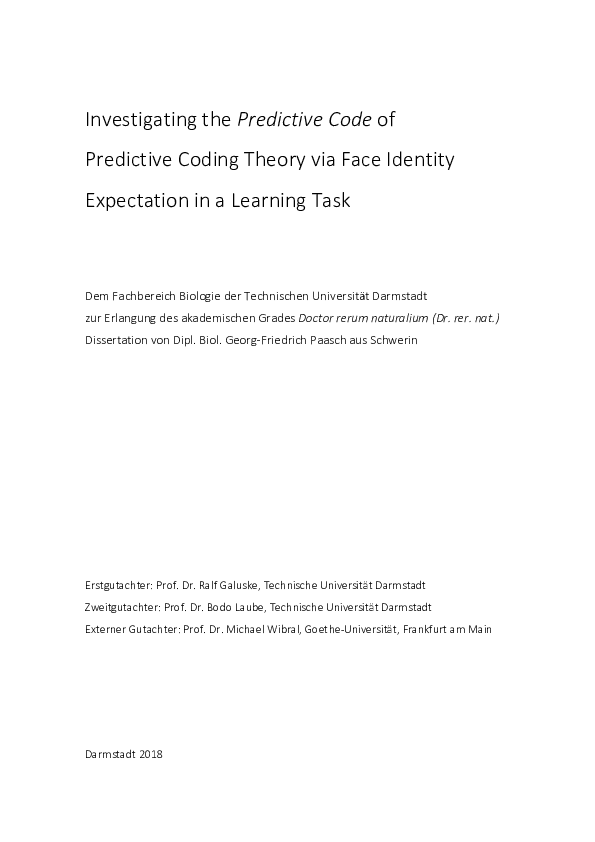 (PDF) Investigating the Predictive Code of Predictive Coding Theory via ...