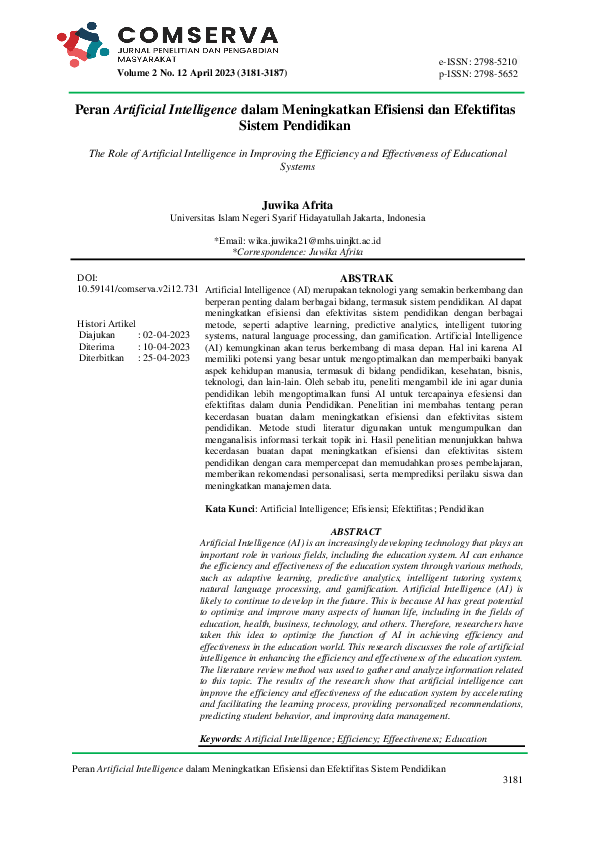 Pdf Peran Artificial Intelligence Dalam Meningkatkan Efisiensi Dan