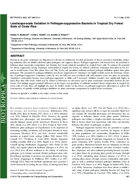 (PDF) Landscape-scale Variation in Pathogen-suppressive Bacteria in ...