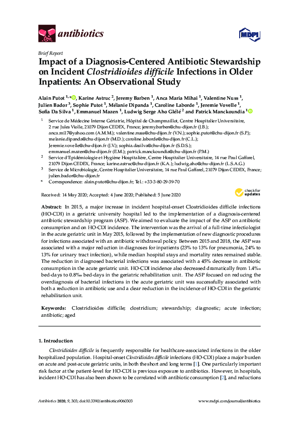 (PDF) Impact of a Diagnosis-Centered Antibiotic Stewardship on Incident ...