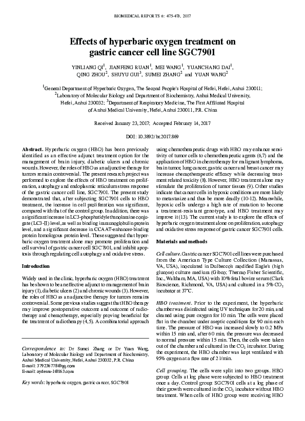 (PDF) Effects of Hyperbaric Oxygen Treatment on Gastrointestinal and ...