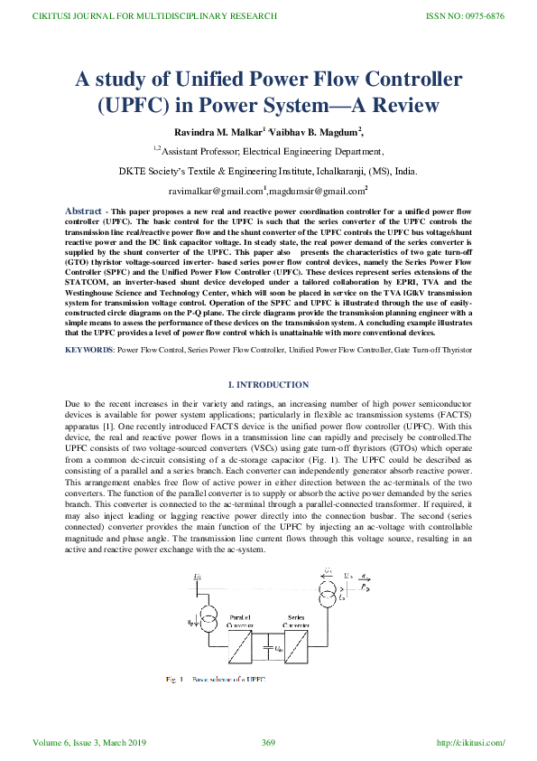 (PDF) A study of Unified Power Flow Controller ( UPFC ) in Power System ...