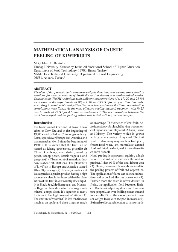 (PDF) Mathematical Analysis of Caustic Peeling of Kiwifruits Metin