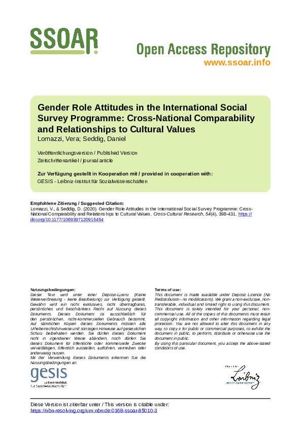 (PDF) Gender Role Attitudes in the International Social Survey ...