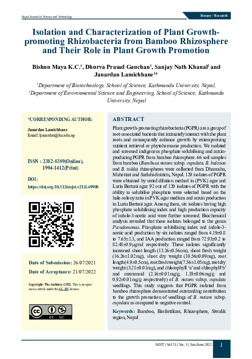 (PDF) Isolation and Characterization of Plant Growth promoting ...
