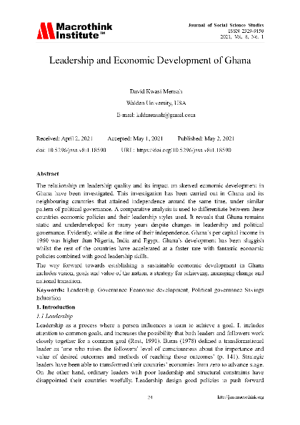 (PDF) LEADERSHIP AND ECONOMIC DEVELOPMENT OF GHANA