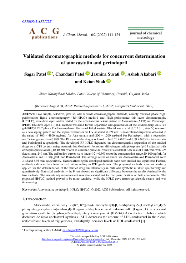 (PDF) Validated chromatographic methods for concurrent determination of ...