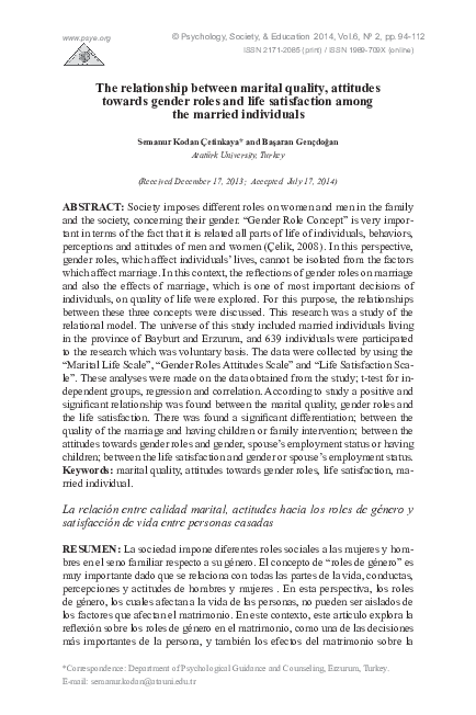 (PDF) The relationship between marital quality, attitudes towards ...