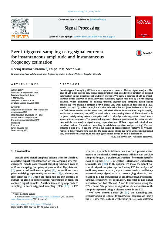 (PDF) Event-triggered sampling using signal extrema for instantaneous ...