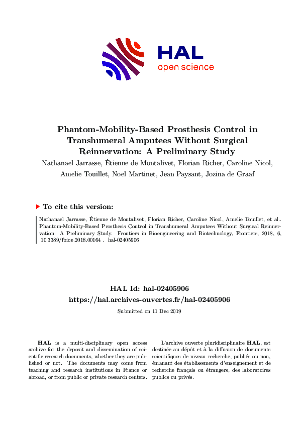 (PDF) Phantom-Mobility-Based Prosthesis Control in Transhumeral ...