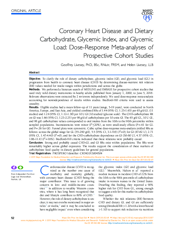 (PDF) Coronary Heart Disease and Dietary Carbohydrate, Glycemic Index ...