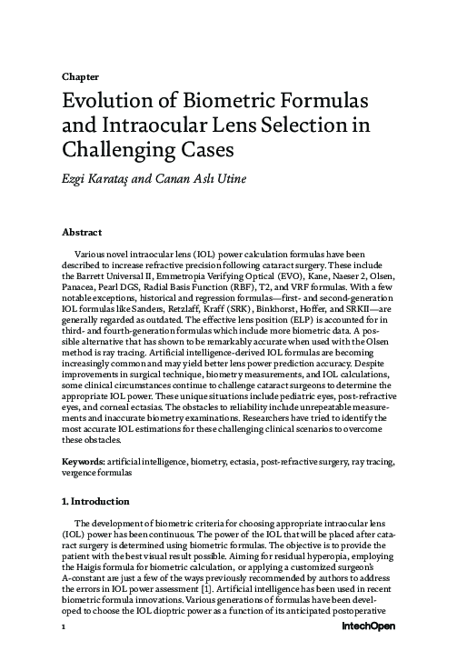 (PDF) Evolution of Biometric Formulas and Intraocular Lens (IOL ...