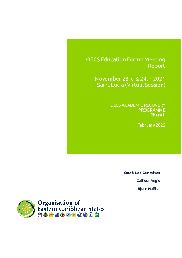 (PDF) OECS Education Forum Meeting Report