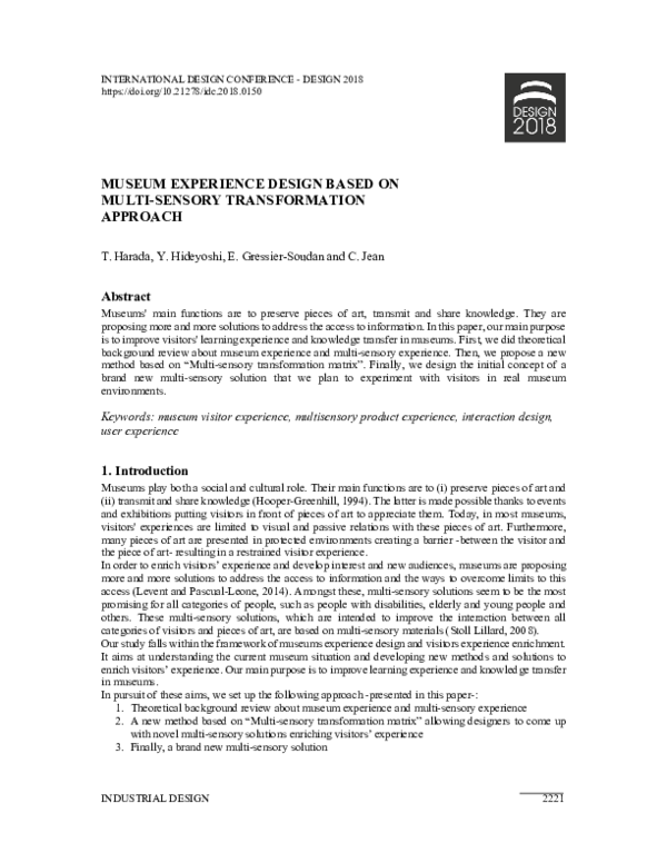(PDF) MUSEUM EXPERIENCE DESIGN BASED ON MULTI-SENSORY TRANSFORMATION ...