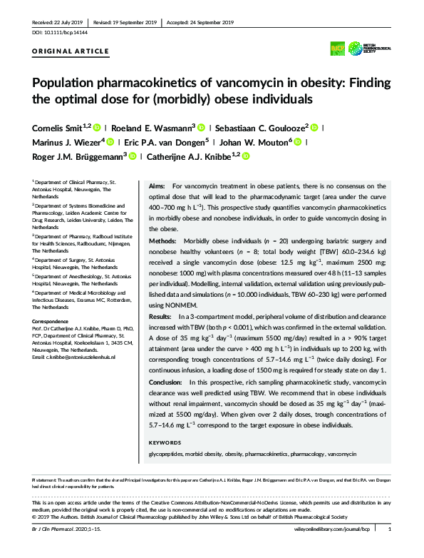 (PDF) Population Pharmacokinetics of Vancomycin in Premature Malaysian ...