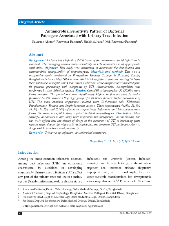 (PDF) Antimicrobial Sensitivity Pattern of Bacterial Pathogens ...