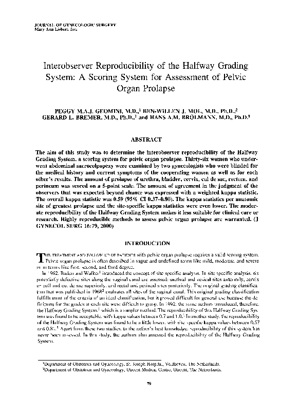 (PDF) Interobserver Reproducibility of the Halfway Grading System: A ...