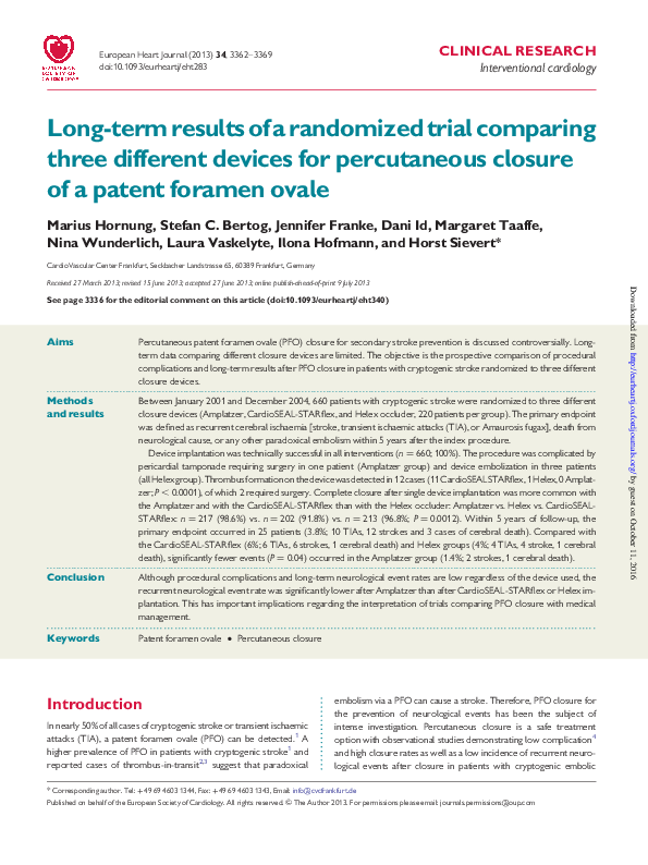 (PDF) Long-term results of a randomized trial comparing three different ...