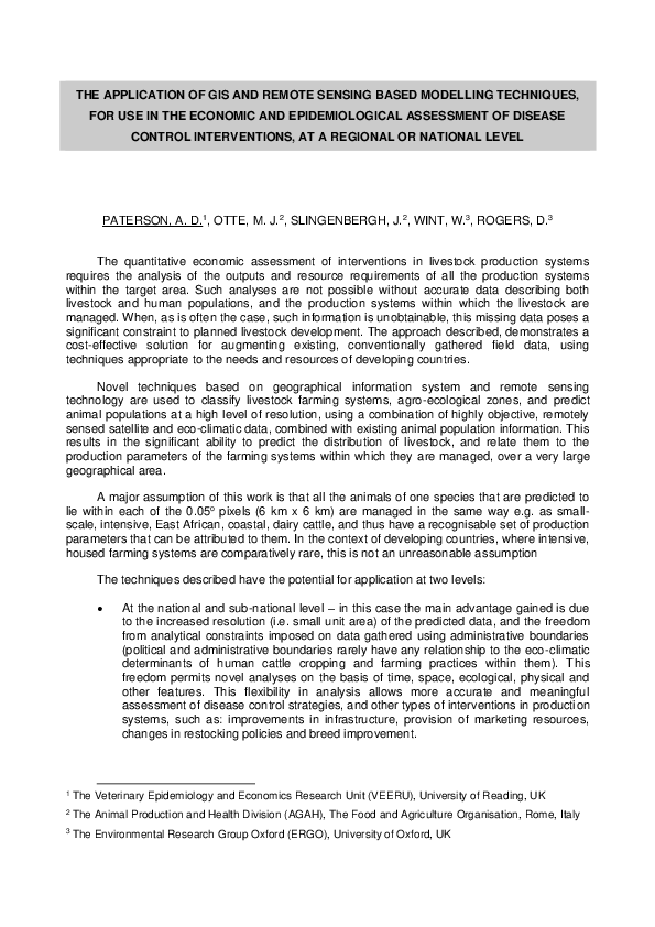 (PDF) The application of GIS and remote sensing based modelling ...