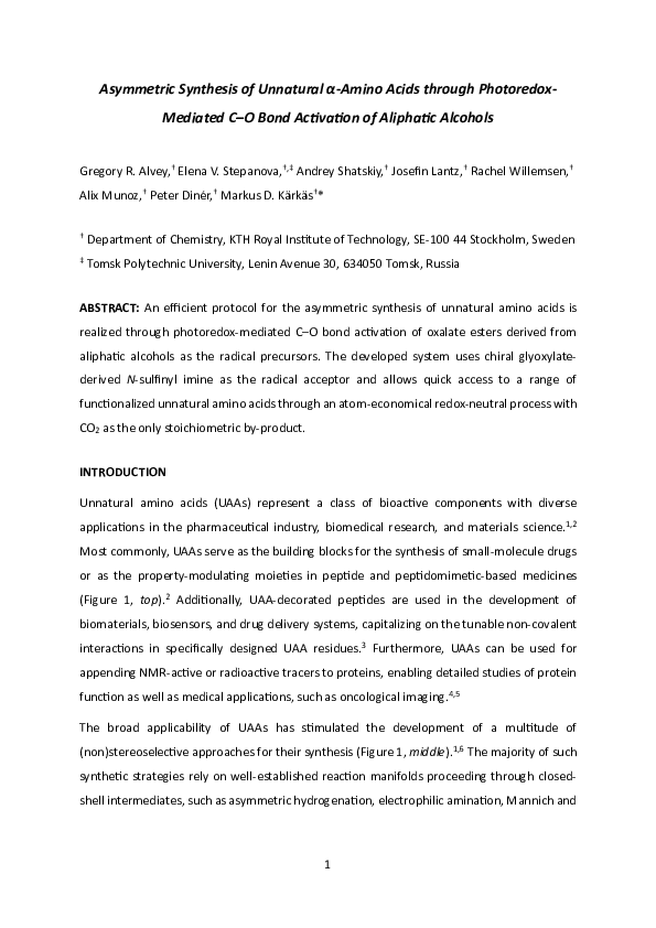 (PDF) Asymmetric Synthesis of Unnatural α-Amino Acids through ...