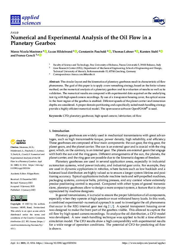 (PDF) Numerical and Experimental Analysis of the Oil Flow in a ...