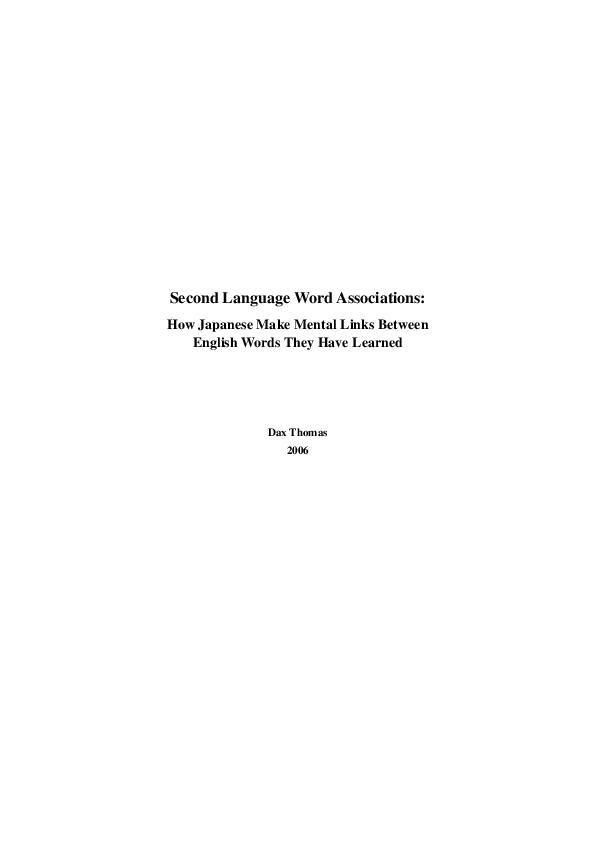 PDF) Second Language Word Associations: How Japanese Make Mental 